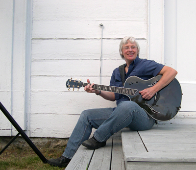 Linq with her Taylor Guitar at the 1794 Meetinghouse, New Salem Old Home Days, 2011